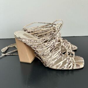 Imagine Vince Camuto Bennie Sandal Beach Vacation Block Heel Size 6 Snake Print